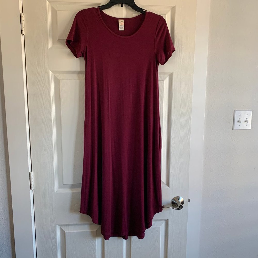 7th Ray Midi Jersey Dress, Burgundy - Size Small